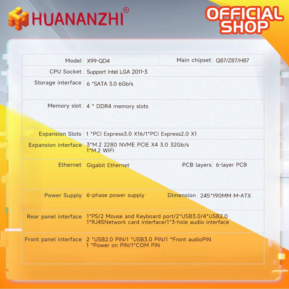 HUANANZHI X99 QD4 LGA 2011-3 X - E5 2696 V3 recension och pris
